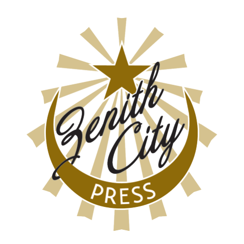 A gold star above stylized rays and a crescent shape with the words "Zenith City" in script and "PRESS" in bold uppercase letters below.